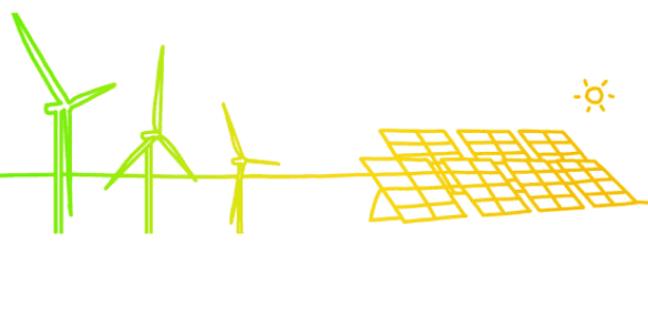 Vizualizácia veterných elektrární a solárnych panelov