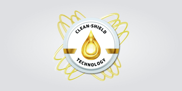 Logo technológie Clean-Shield na sivom pozadí